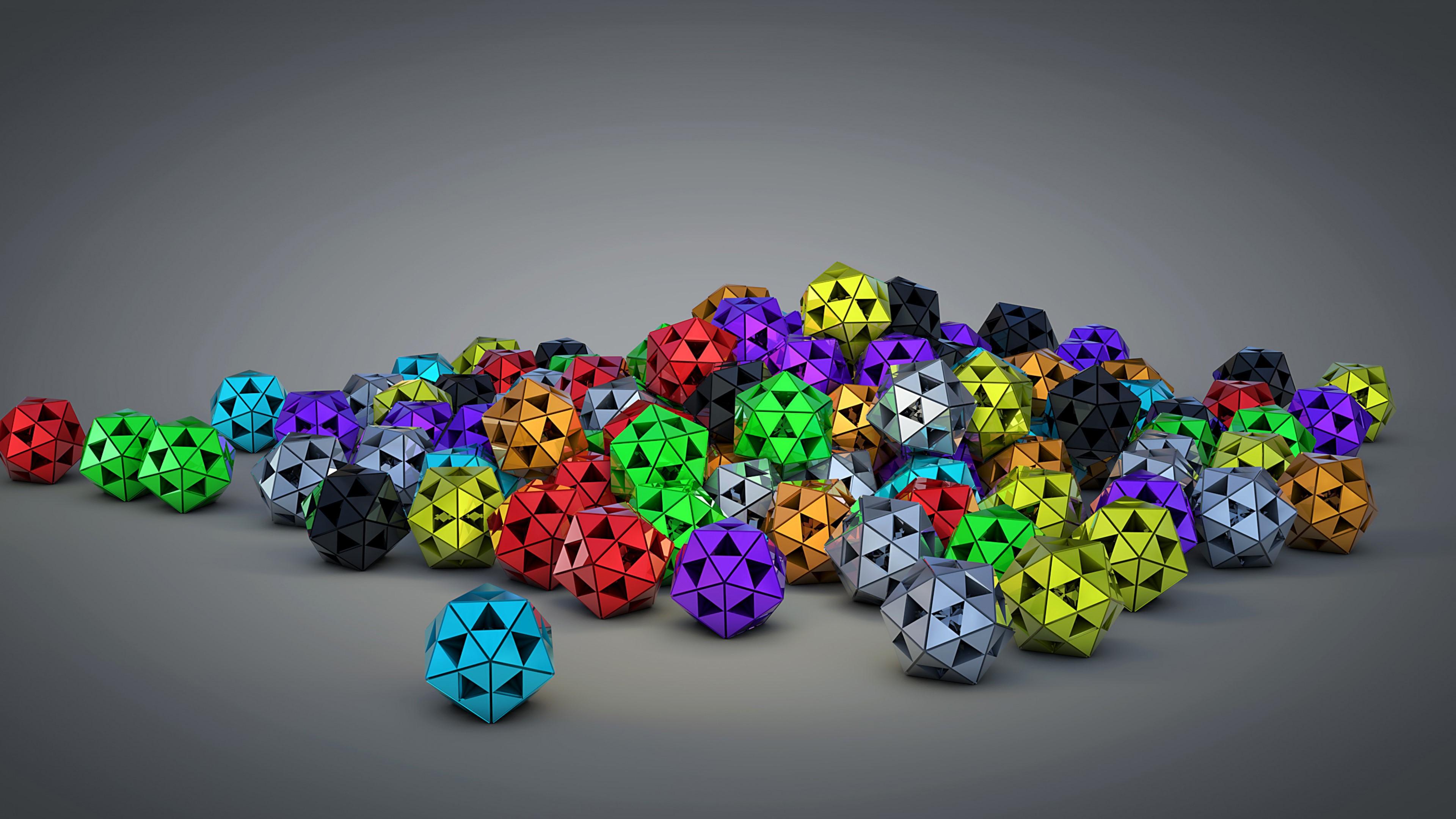 3D Triangle Color Ball 4K Resolution Wallpaper