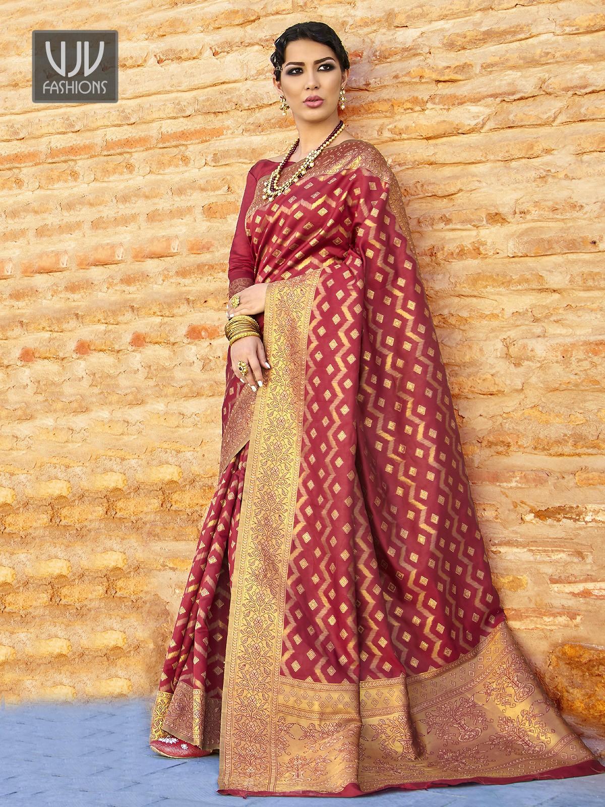 Fab Maroon Art Silk Designer Traditional Saree