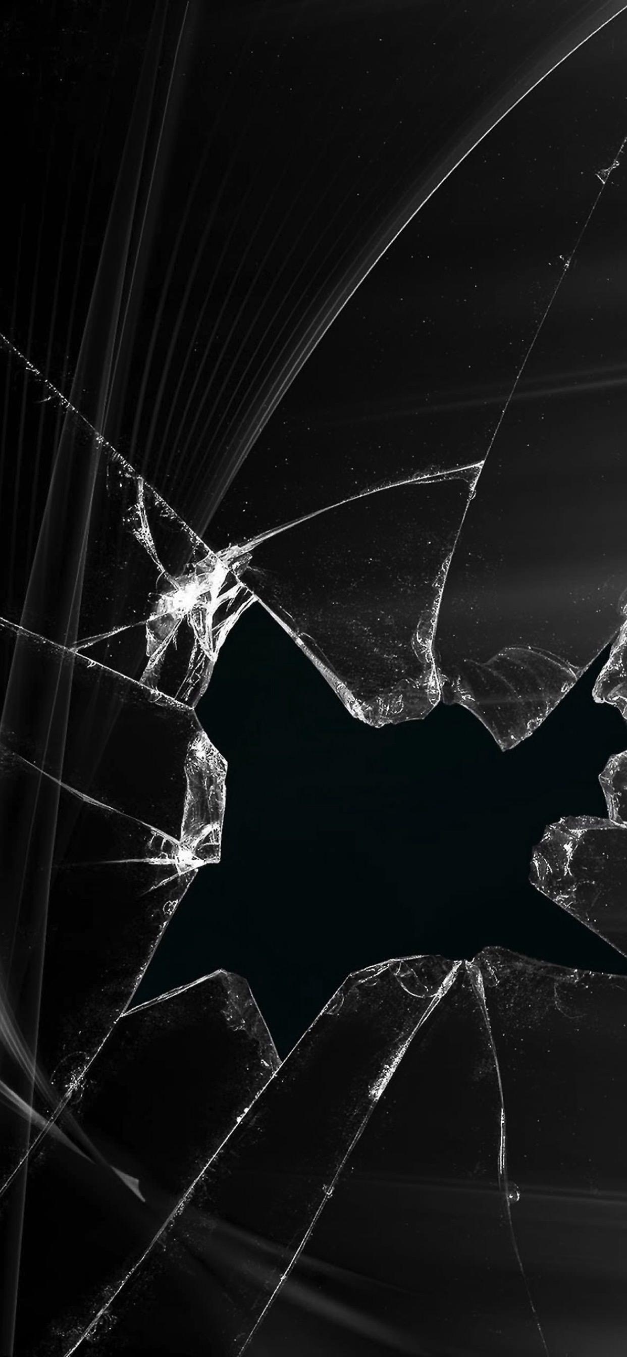 Glass is cracked display screen black. wallpaper.sc iPhone