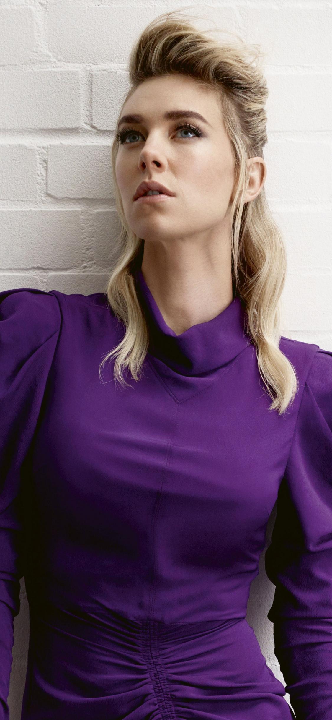 Download 1125x2436 wallpaper violet dress, vanessa kirby