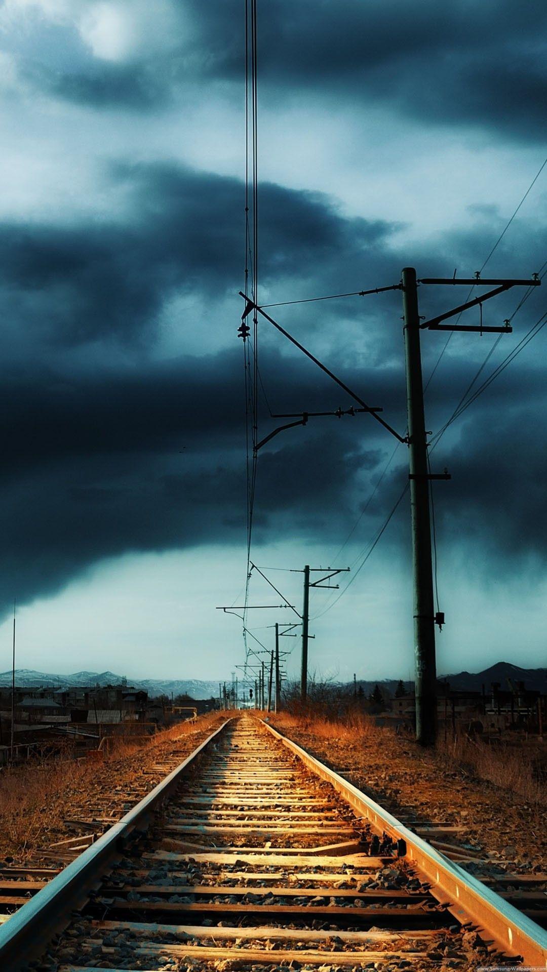 Countryside Railway Storm 4K HD Android and iPhone Wallpaper