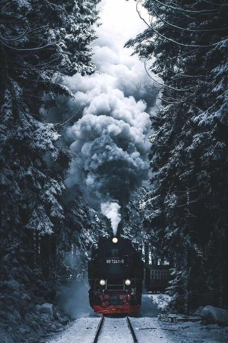 iPhone and Android Wallpaper: Winter Train Wallpaper for iPhone and Android. iPhone wallpaper winter, Train wallpaper, Winter wallpaper