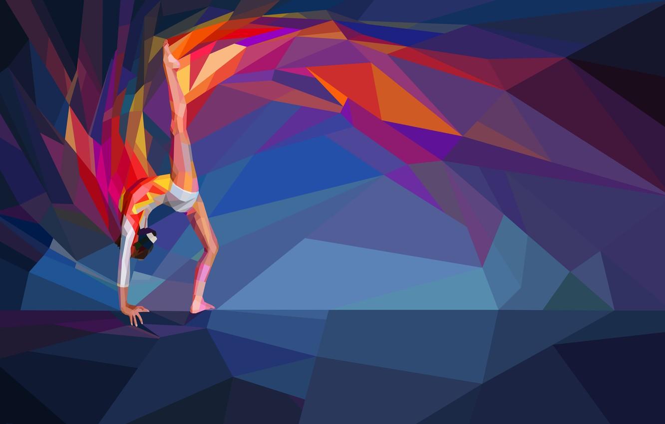 Wallpaper gymnastics, athlete, gymnast, low poly image