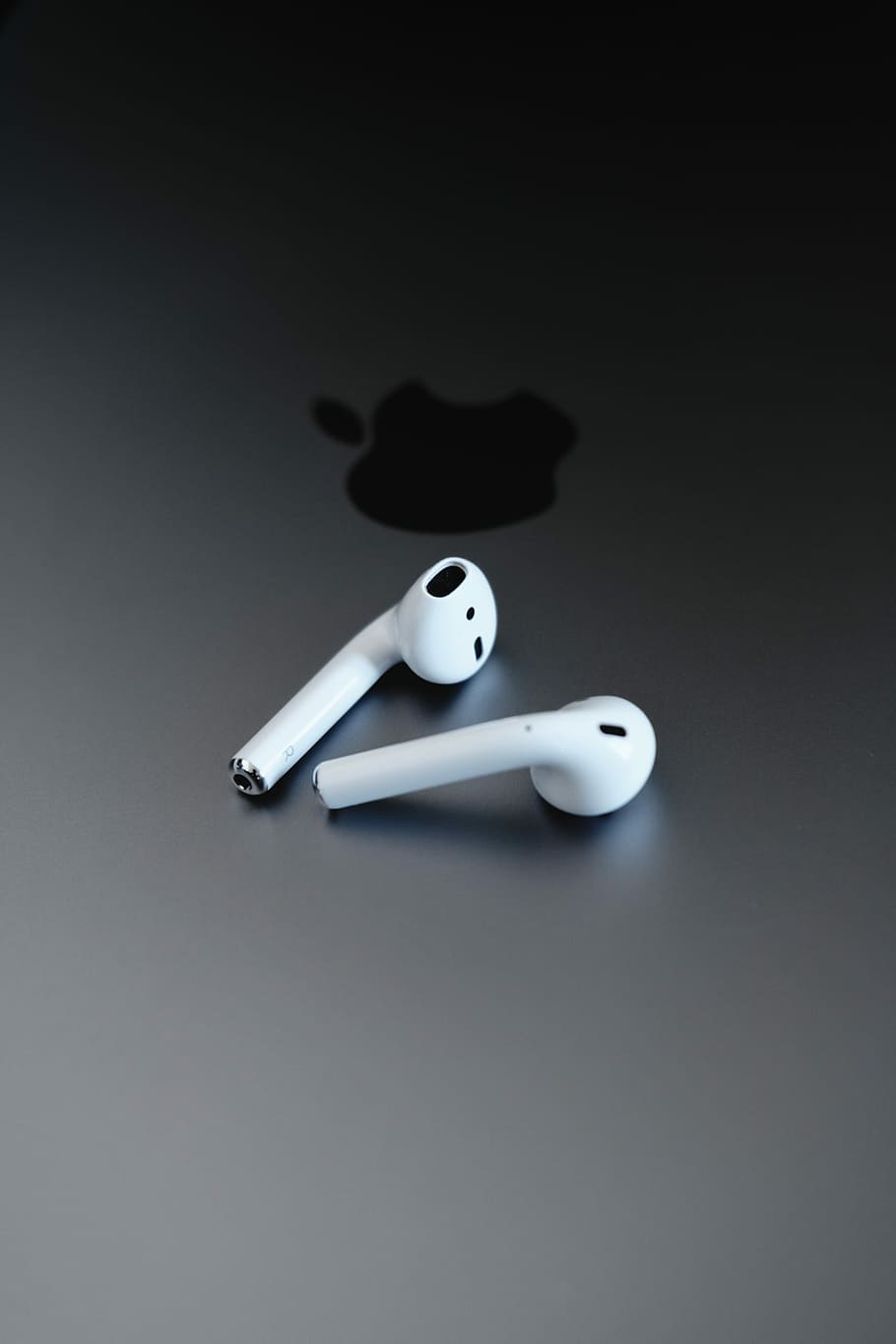 HD wallpaper: Apple EarPods on gray surface, Apple AirPods