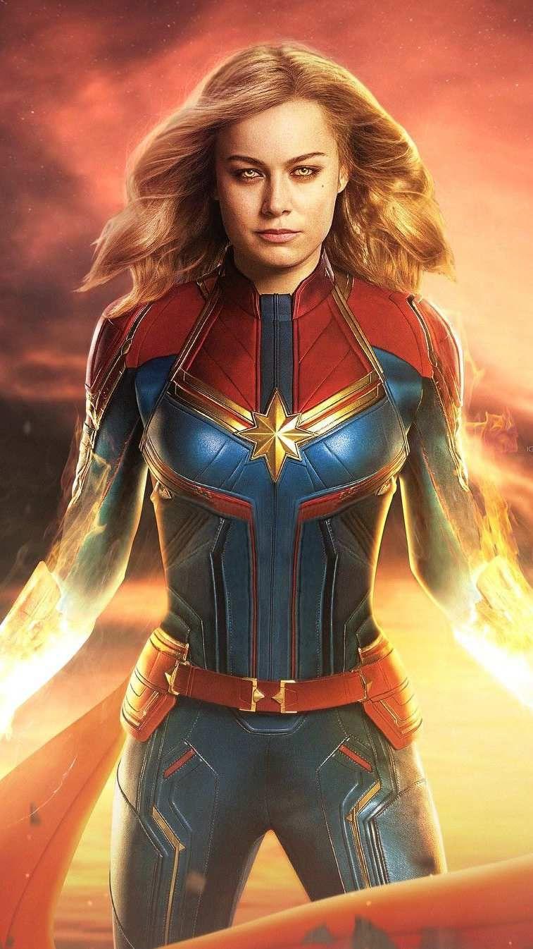 Captain Marvel Brie Larson Powers iPhone Wallpaper