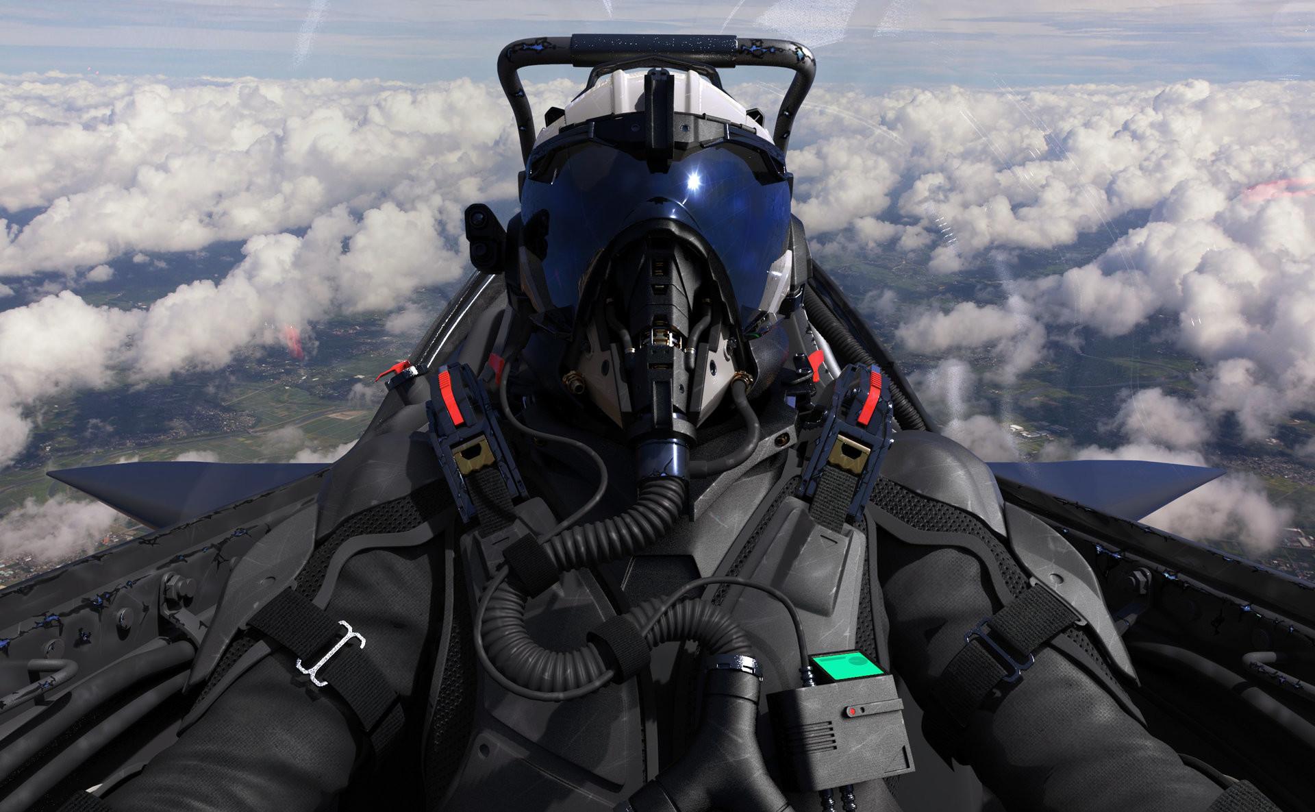 fighter pilot in cockpit