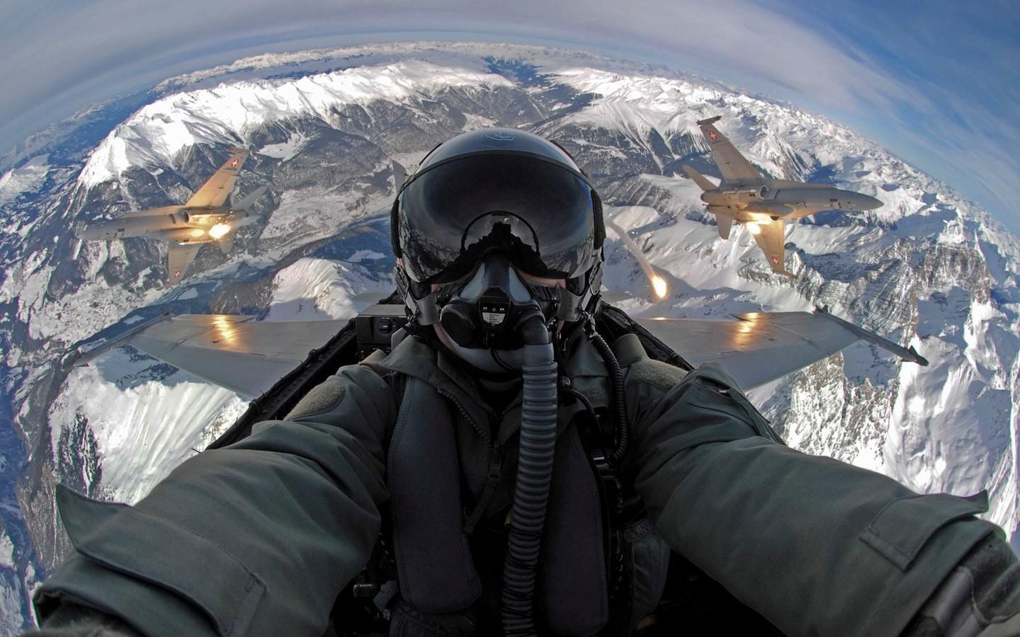 #mountains, #jet fighter, #cockpit, #pilot