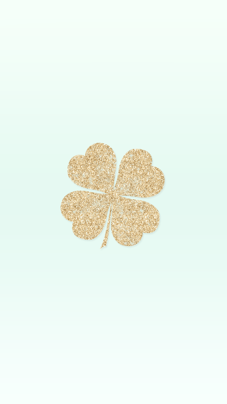 Gold sparkle glitter four leaf clover. free St. Patty's Day