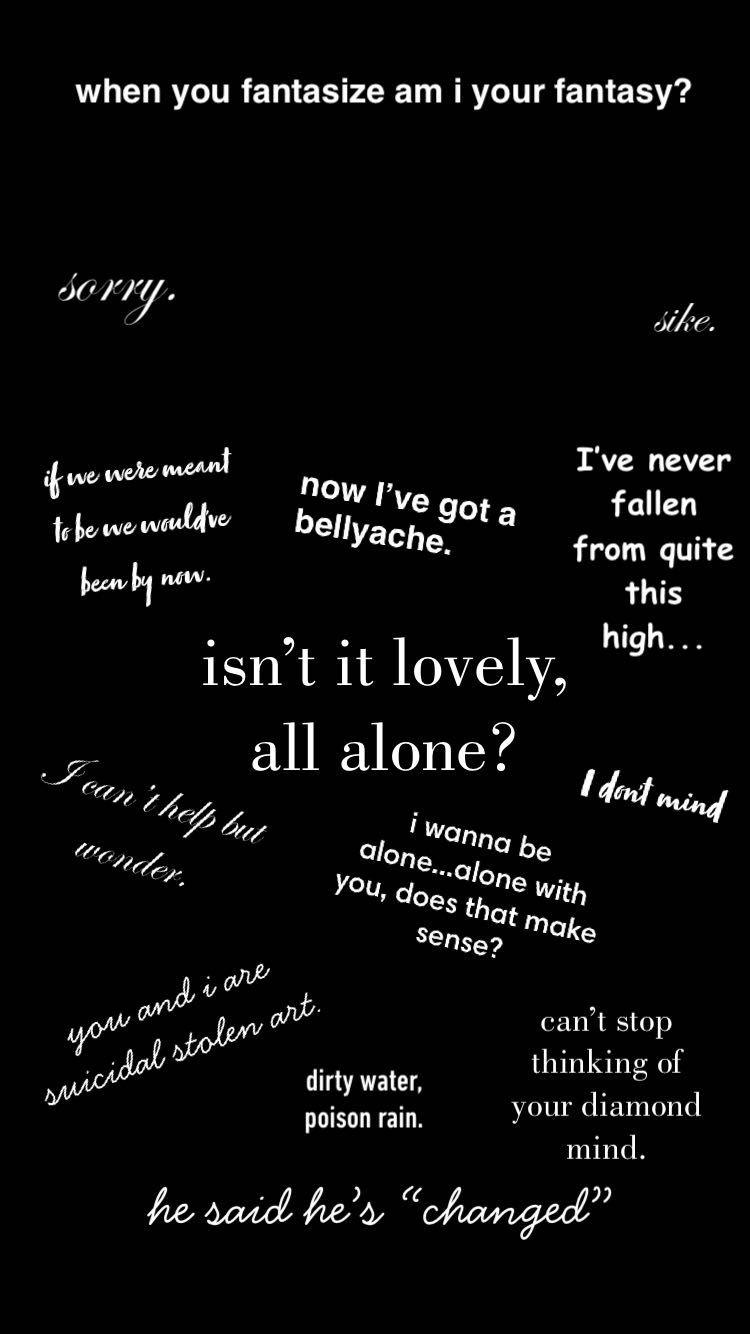 billie eilish lovely lyrics wallpaper dark  All alone quotes, Stone  quotes, Sleepy quotes