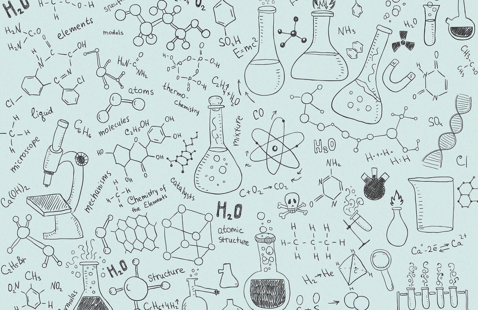 Chemistry Wallpaper. Cute Doodle Design. MuralsWallpaper