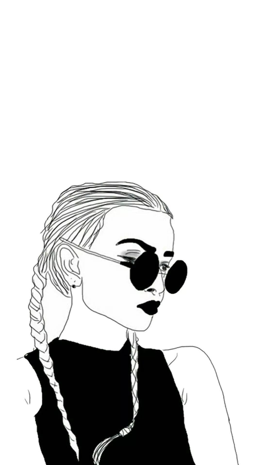 Download Tumblr Aesthetic Girl Line Art Wallpaper