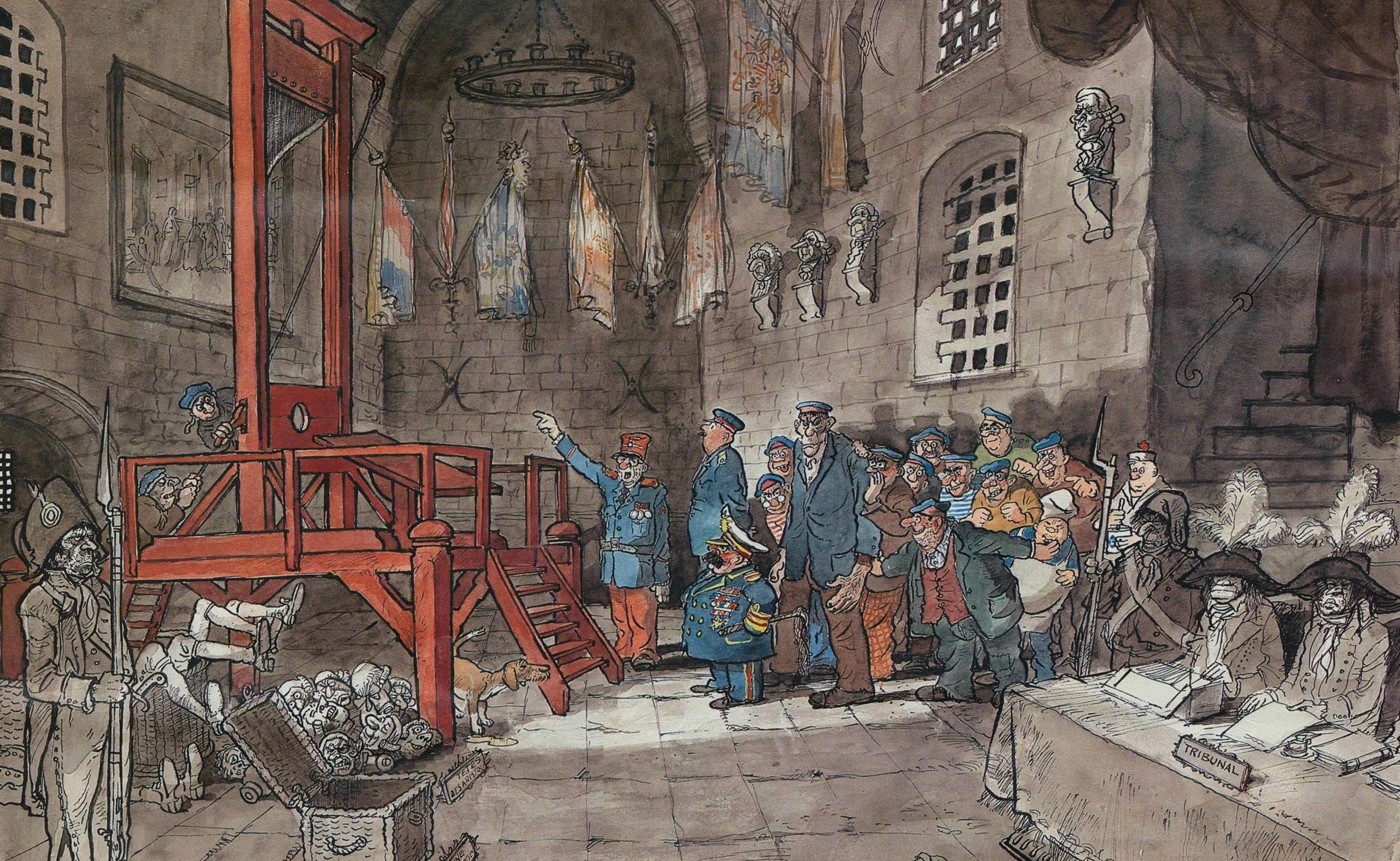 wallpaper guillotine, national assembly of france, drawing