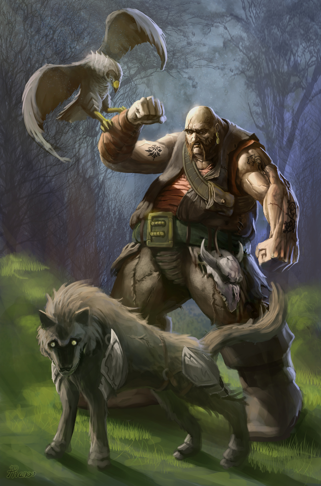 Wallpaper dog Hawk Man Warriors Fantasy