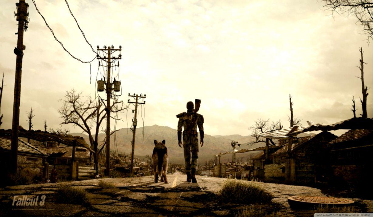 Fallout 3 Girl And Dogs Wallpaper