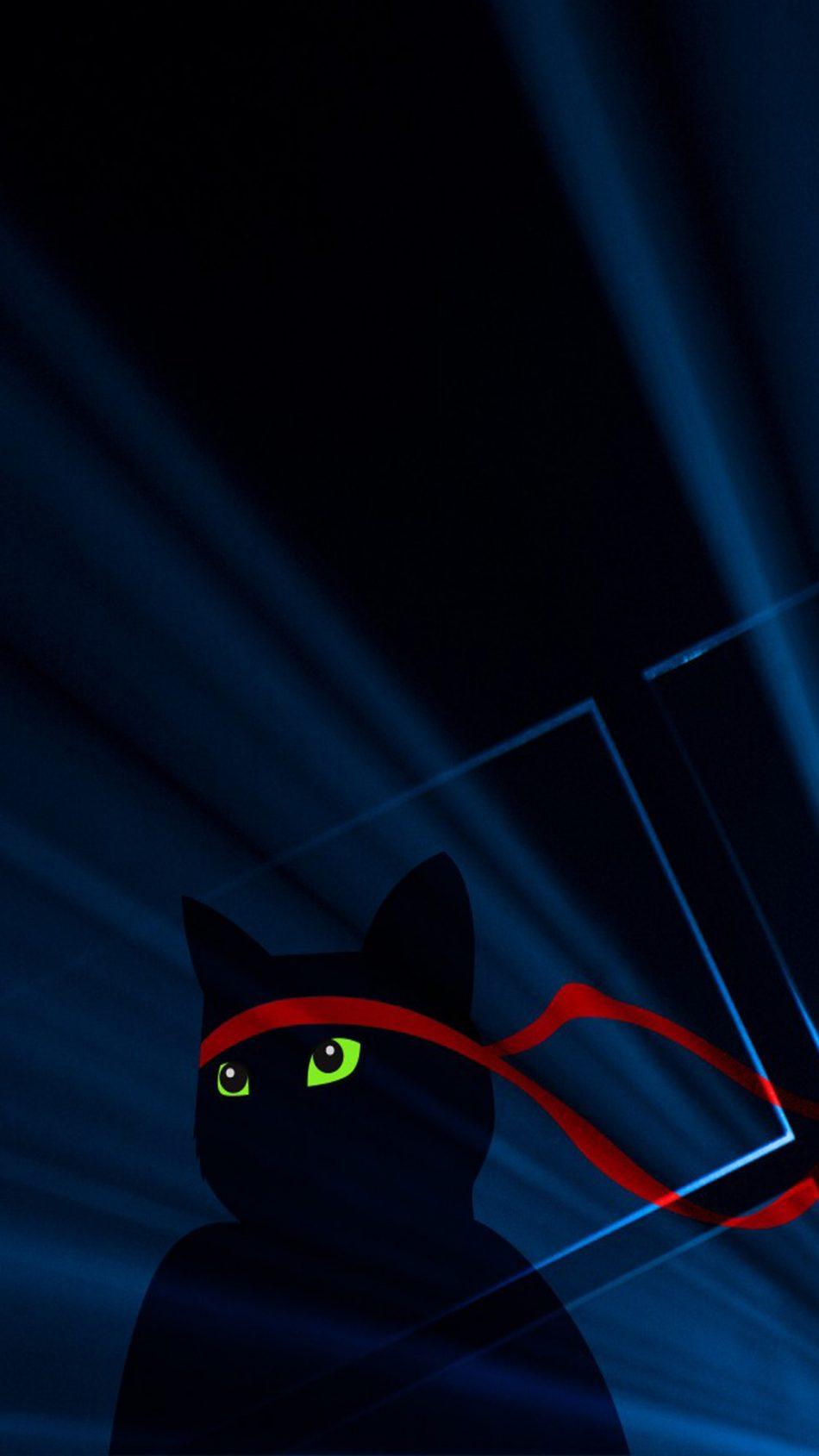 Windows 10 Ninja Cat Dark 4K Ultra HD Mobile Wallpaper