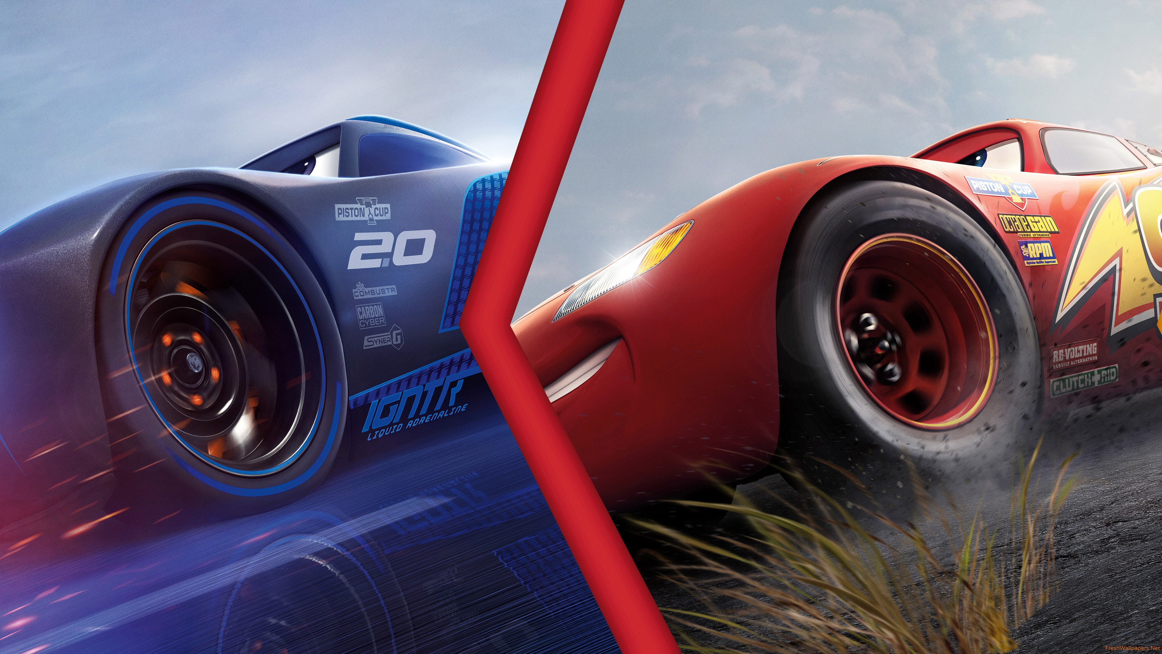 Lightning McQueen Vs Jackson Storm Cars 3 4K wallpaper