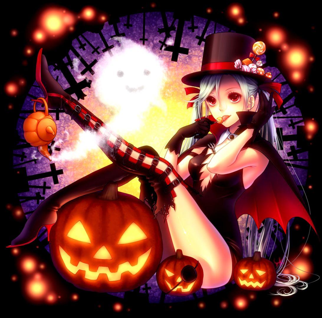 Anime Halloween Girl Trick Or Treat Wallpaper
