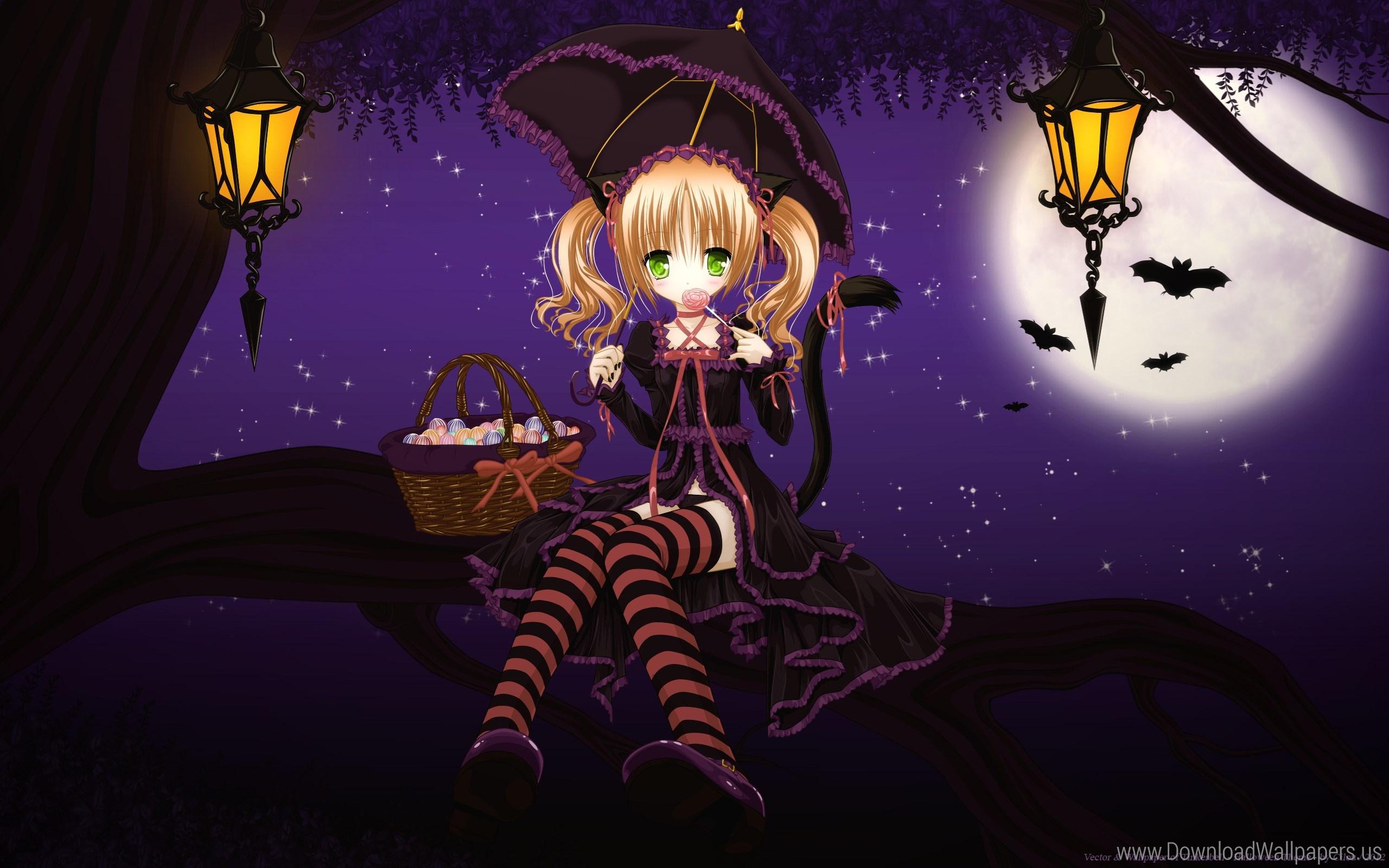 Cute Halloween Anime Girl Wallpaper