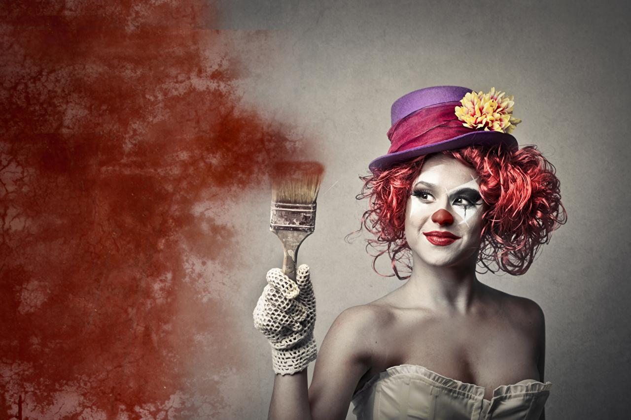 Picture Makeup Clown Hat Girls Paintbrush