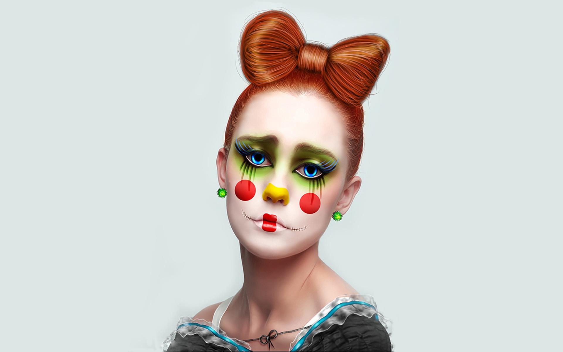 Wallpaper Clown girl, brown hair 1920x1200 HD Picture, Image