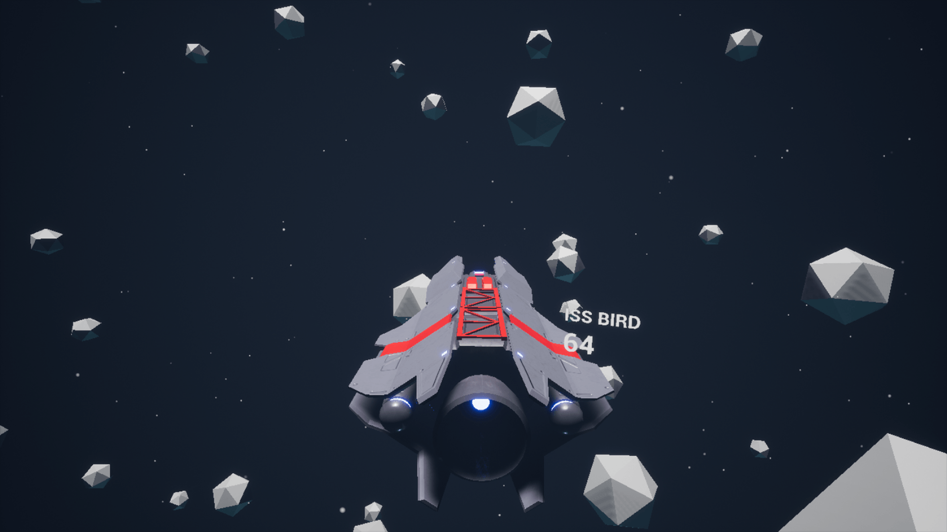 Fighter Spaceship with Asteroids Game Sample