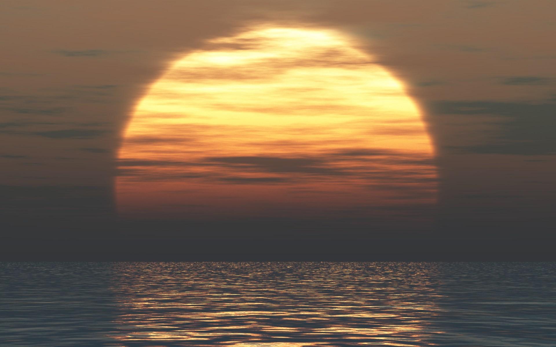 digital art sea water sunset wallpaper