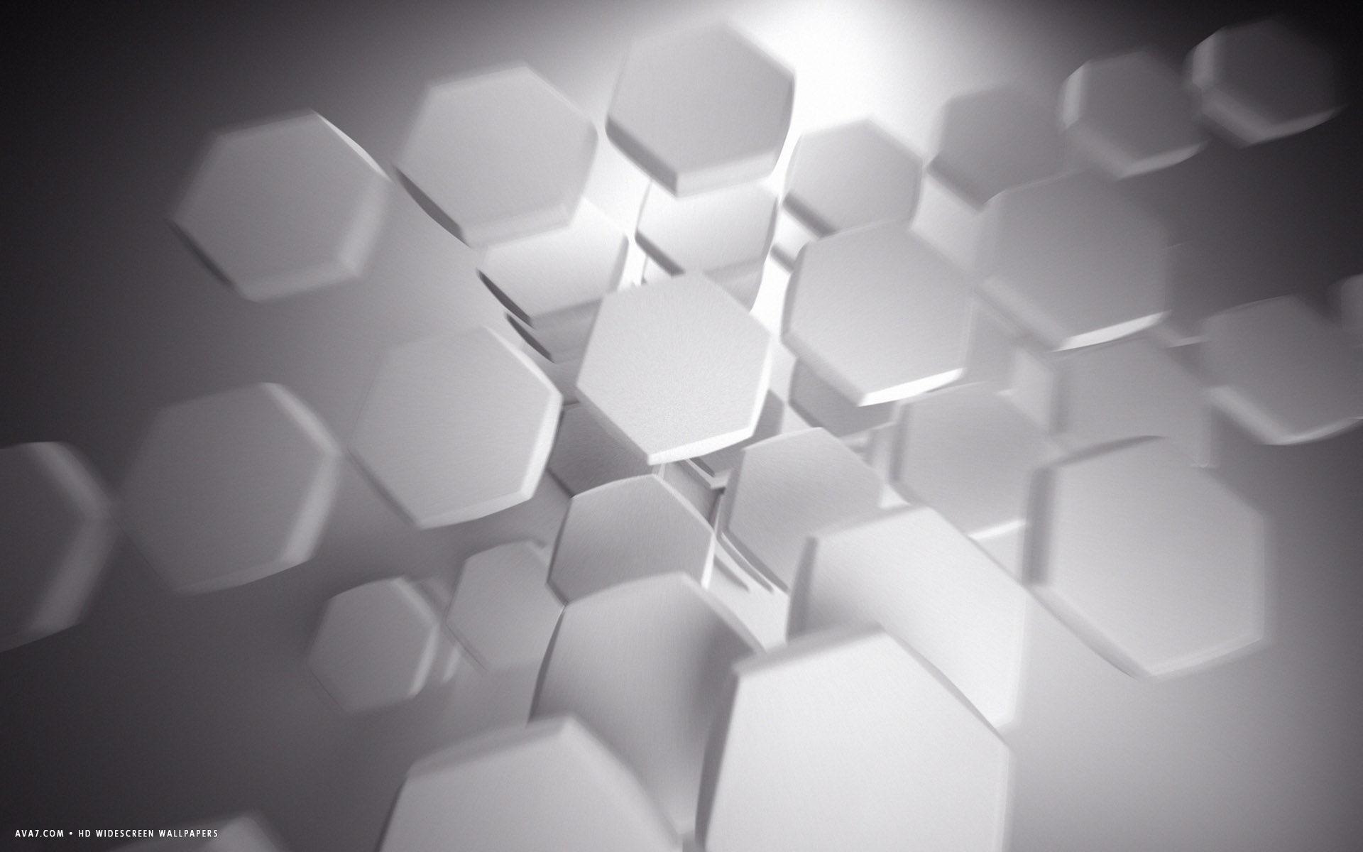 3D abstract psychedelic moving white hexagons HD widescreen