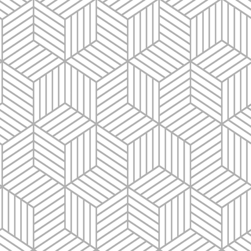 RoomMates 28.18 Sq. Ft. Striped Hexagon White Gold Peel