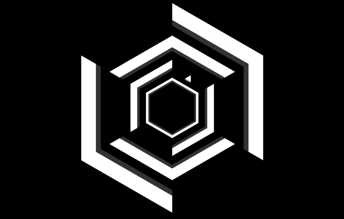 Wallpaper Black, White, Minimalism, Super Hexagon image