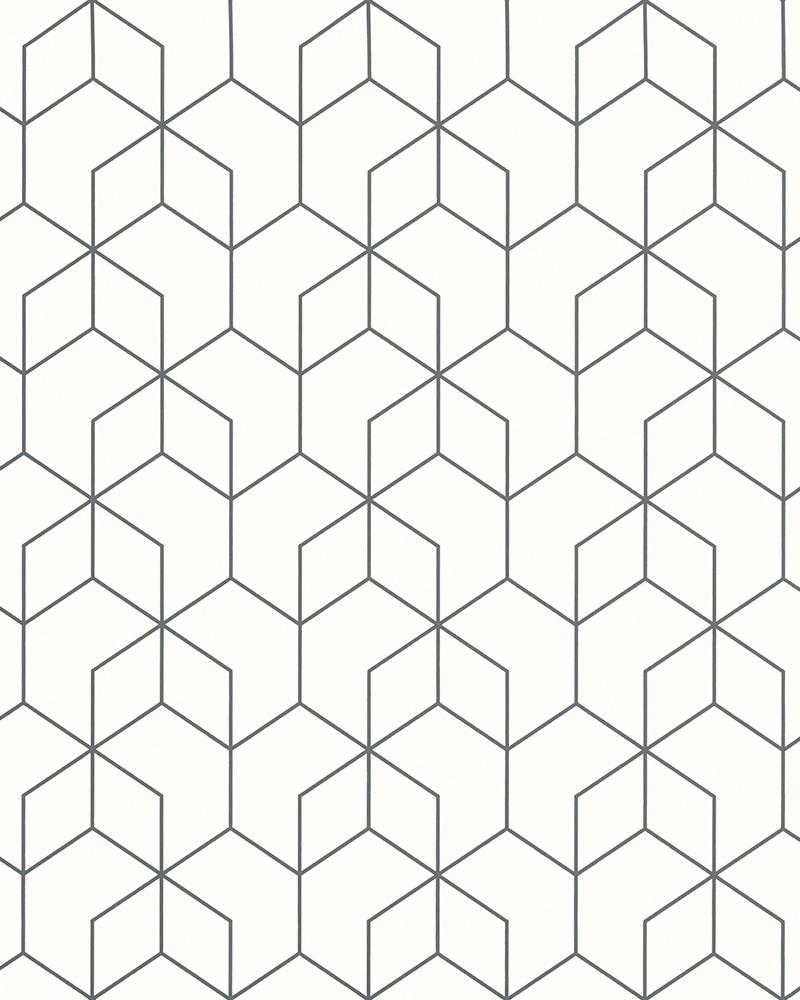Non Woven Wallpaper Hexagon White Black Gloss 6743 40