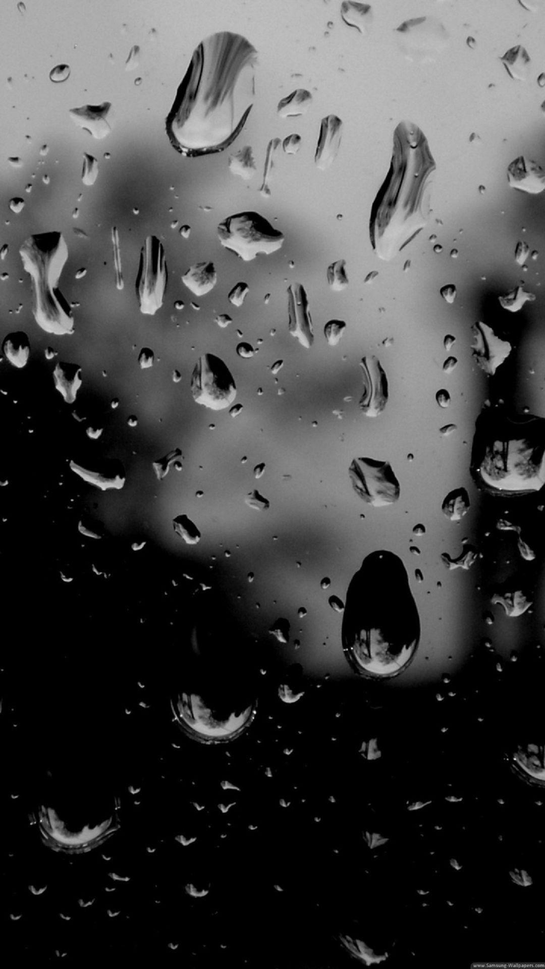 Full HD iPhone 6 wallpaper HD black and white Wallpaper, Android. Rain drops on window, Rain wallpaper, Dark wallpaper iphone