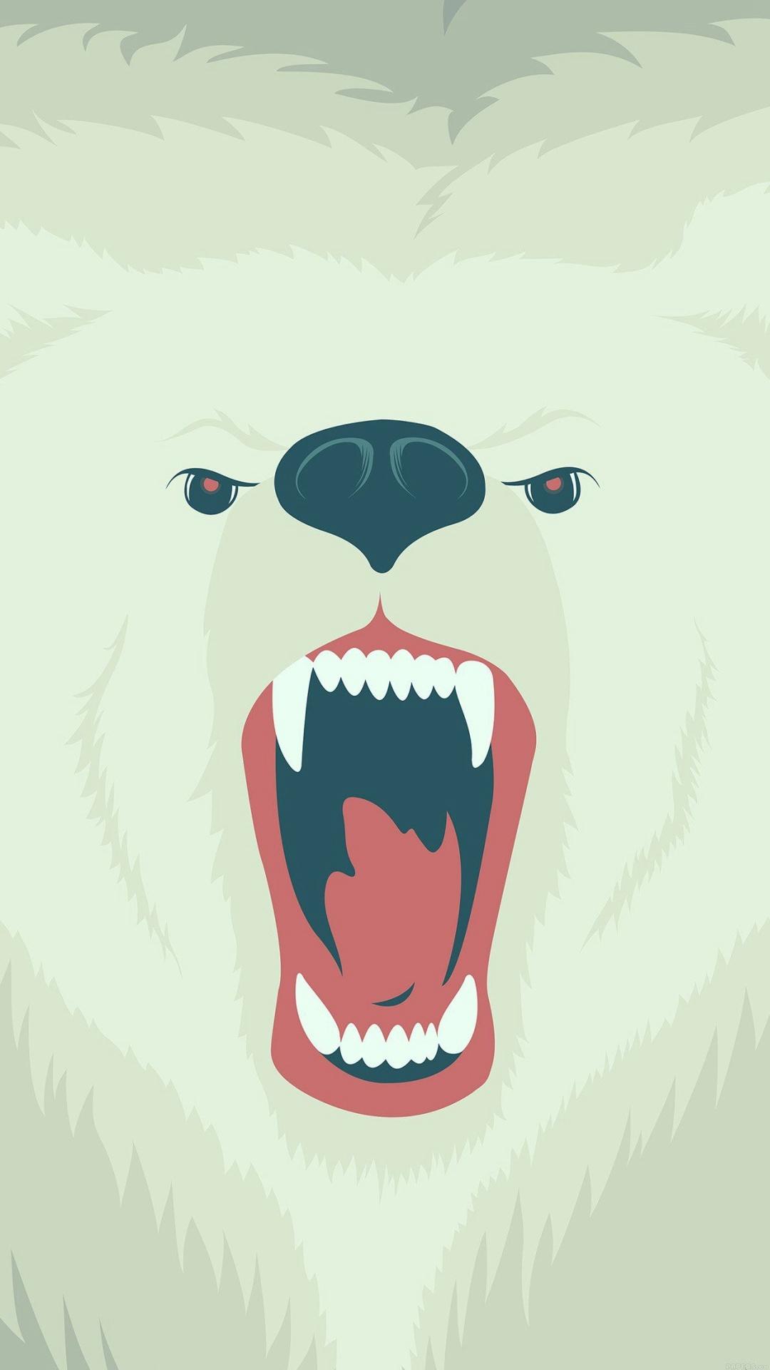 Fierce Polar Bear Winter Cartoon Illust Android wallpaper