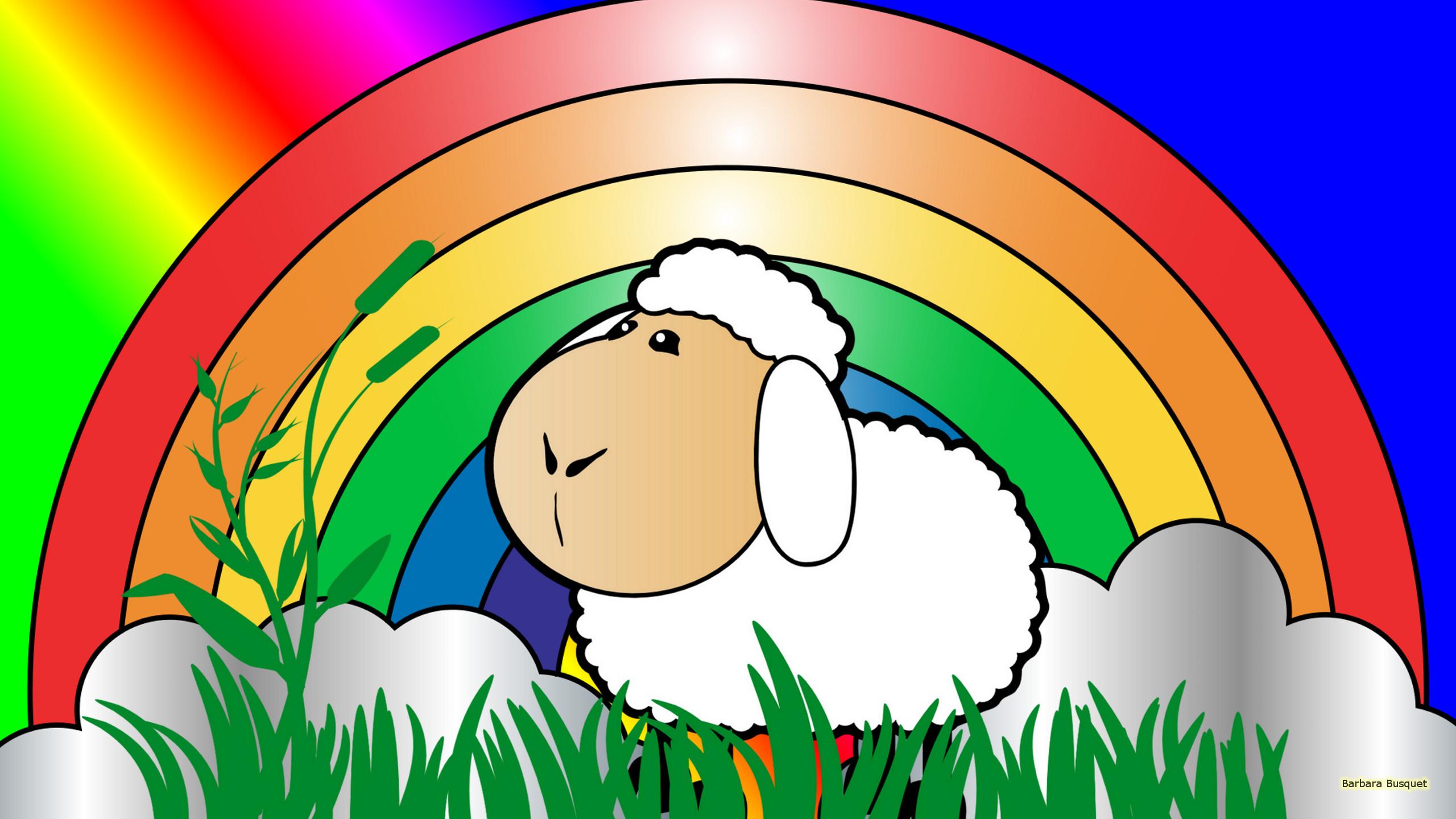 Sheep and rainbow. Barbaras HD Wallpaper