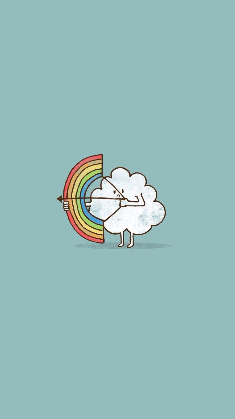 Cute Cloud Rainbow Bow Arrow iPhone 6 Wallpaper HD