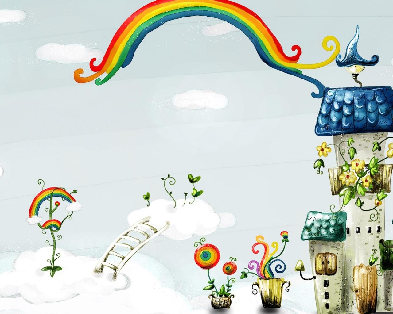 Rainbow House desktop PC and Mac wallpaper