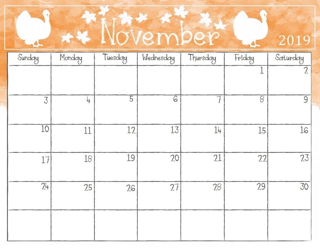 Cute November 2019 Calendar Printable Wallpaper For Kids