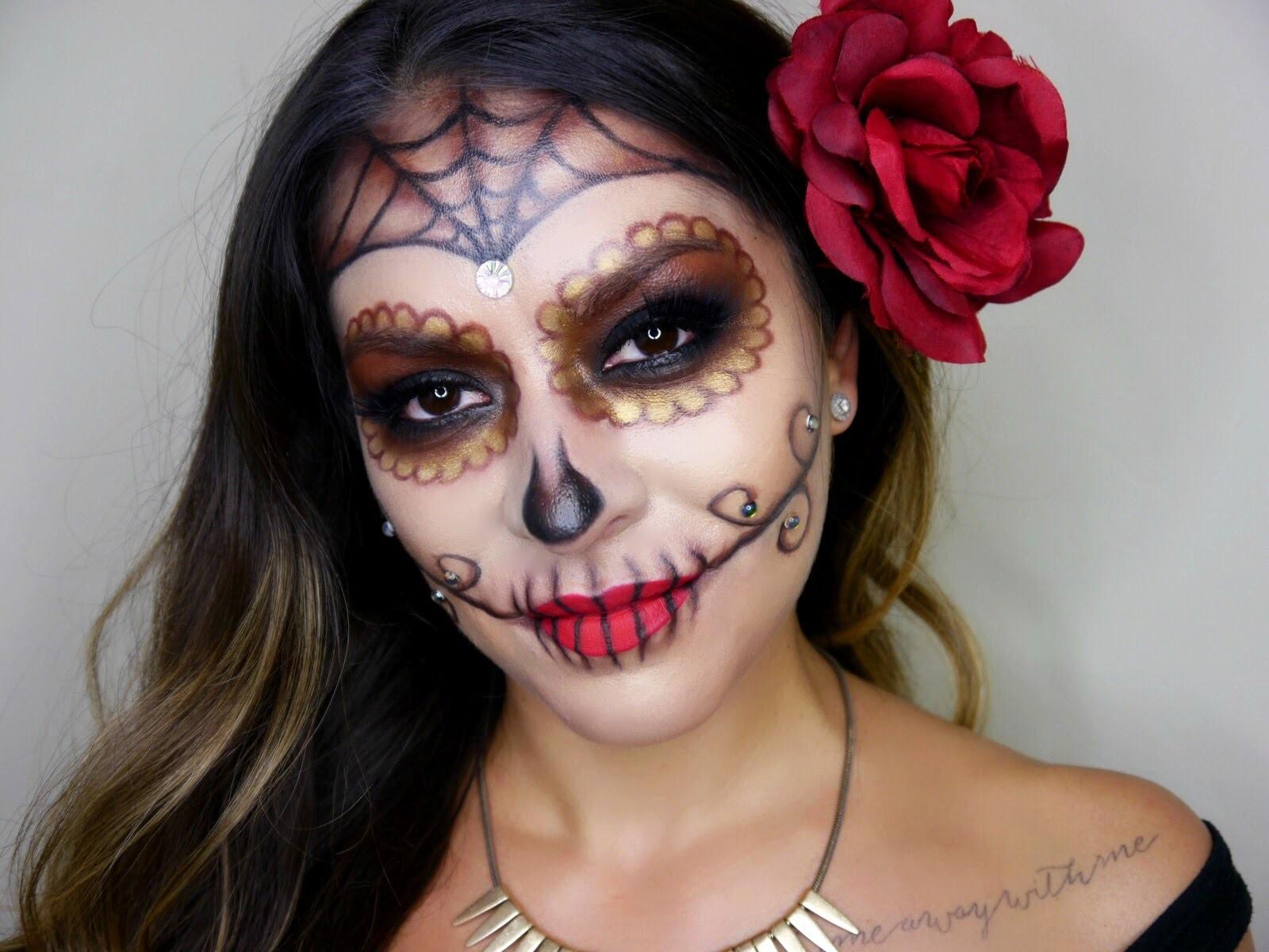 Girl with Face Painted for Dia de los Muertos Day