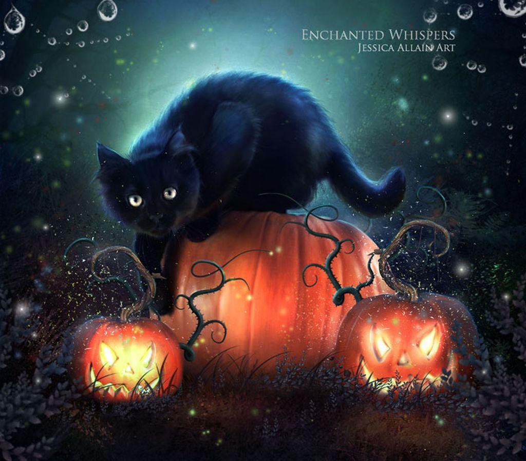 Black Cat Art Darkness Halloween Pagan Goth. Halloween picture, Halloween wall art, Black cat halloween