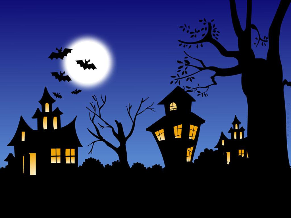 Blue Sky Halloween House Wallpaper