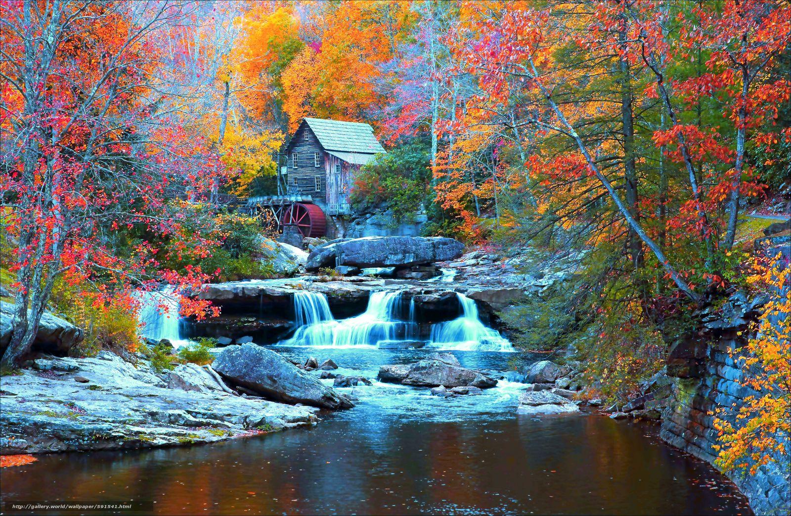 Download wallpaper Glade Creek Grist Mill, Babcock State