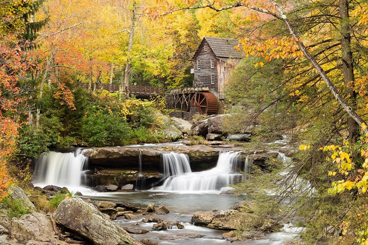 Wallpaper USA water mill Glade Creek Grist Mill, Babcock