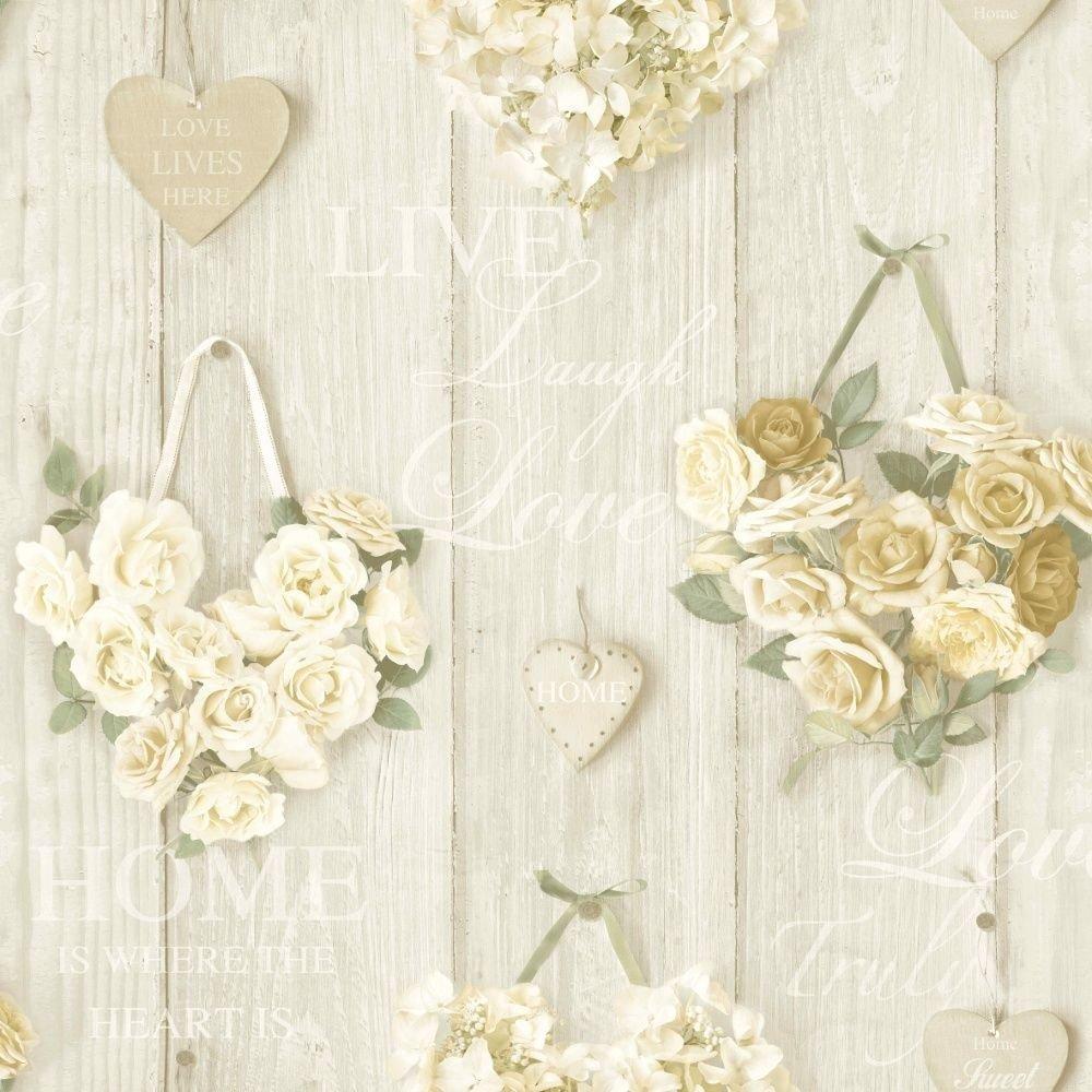 Roses Wallpaper Flower Floral Bouquet Hearts Wood Panel