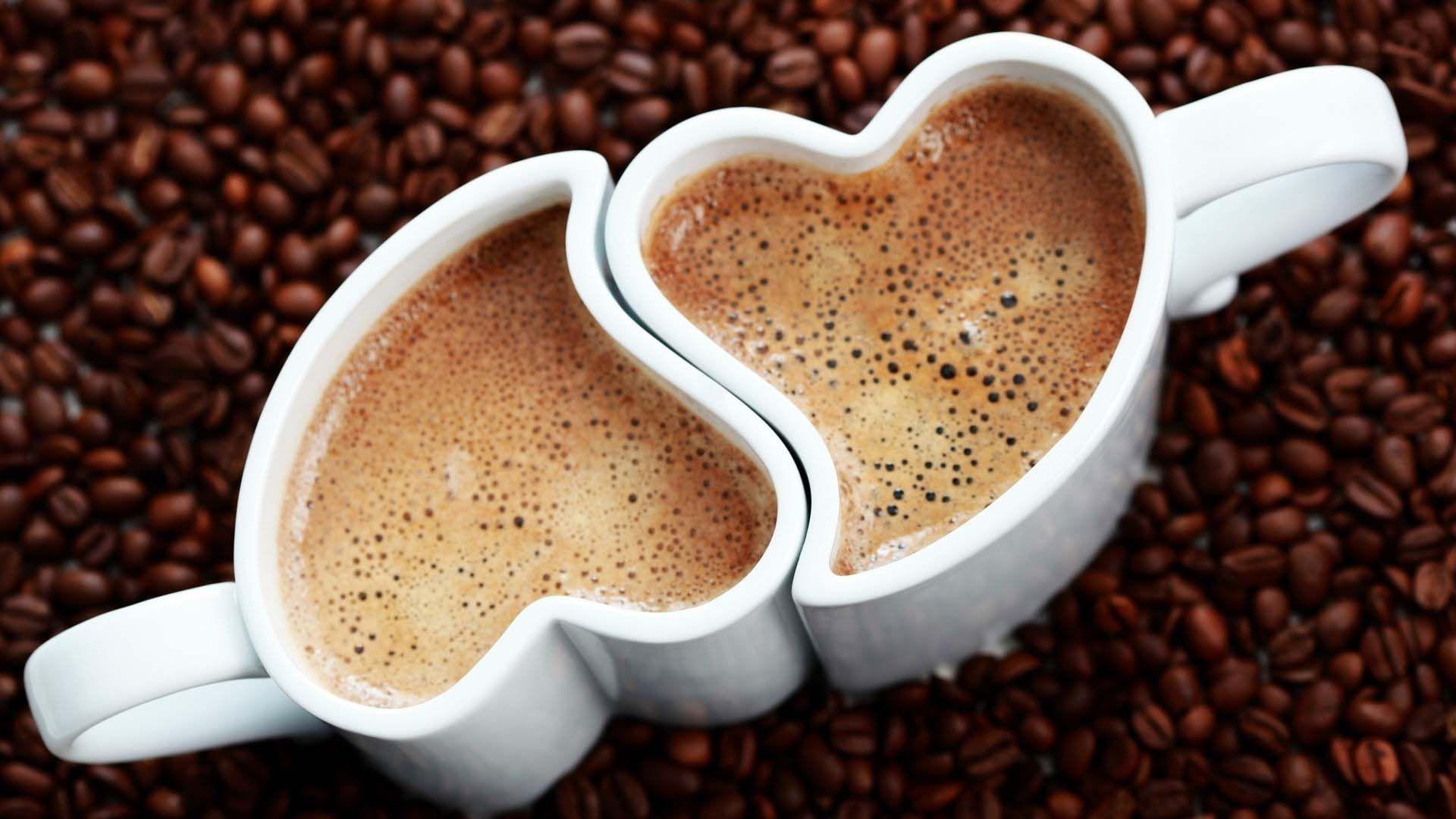 Coffee In Heart Shaped Cups HD. HD Love Wallpaper