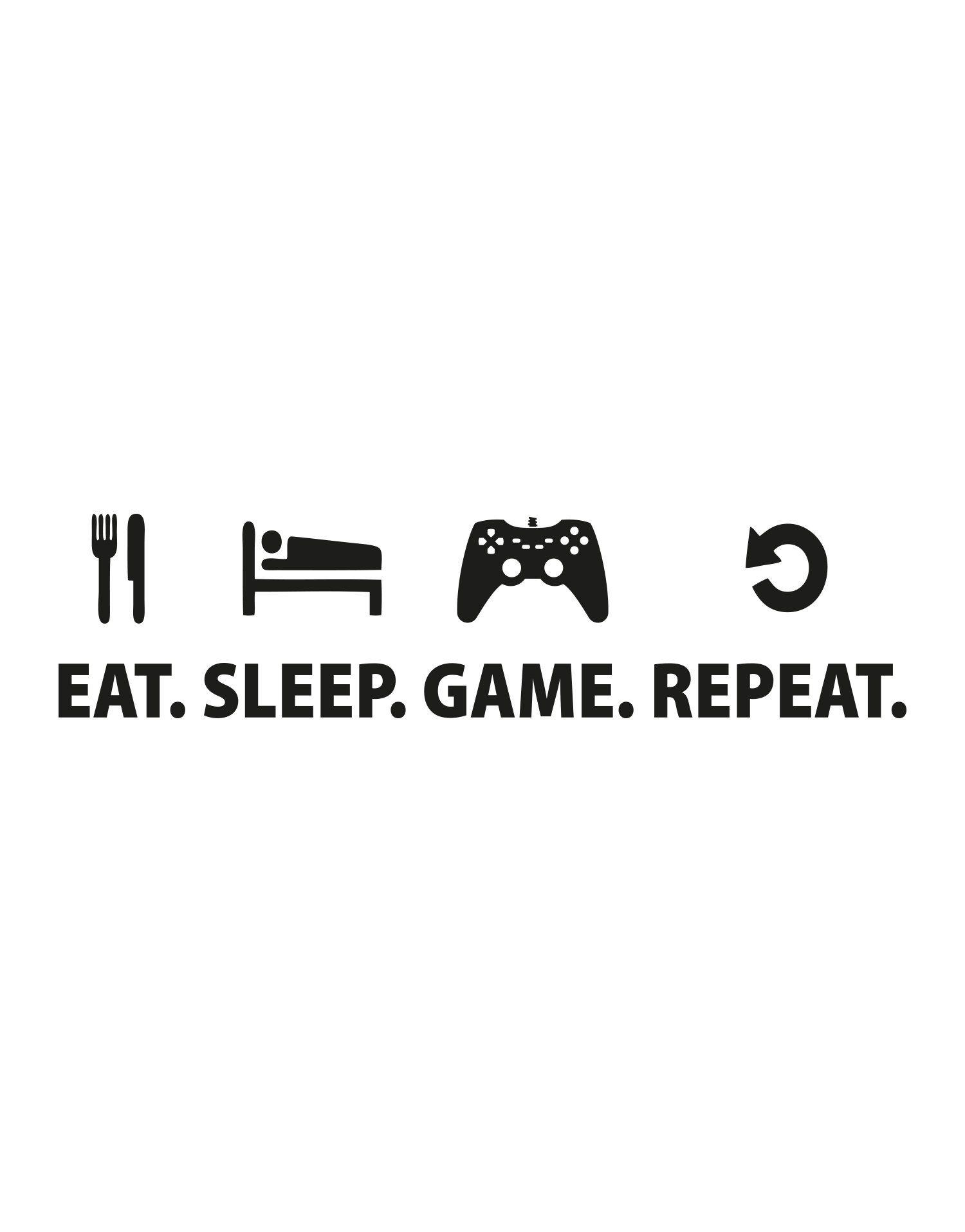 Eat Sleep Game Repeat Gamer Wall Decal Quote. Nerd