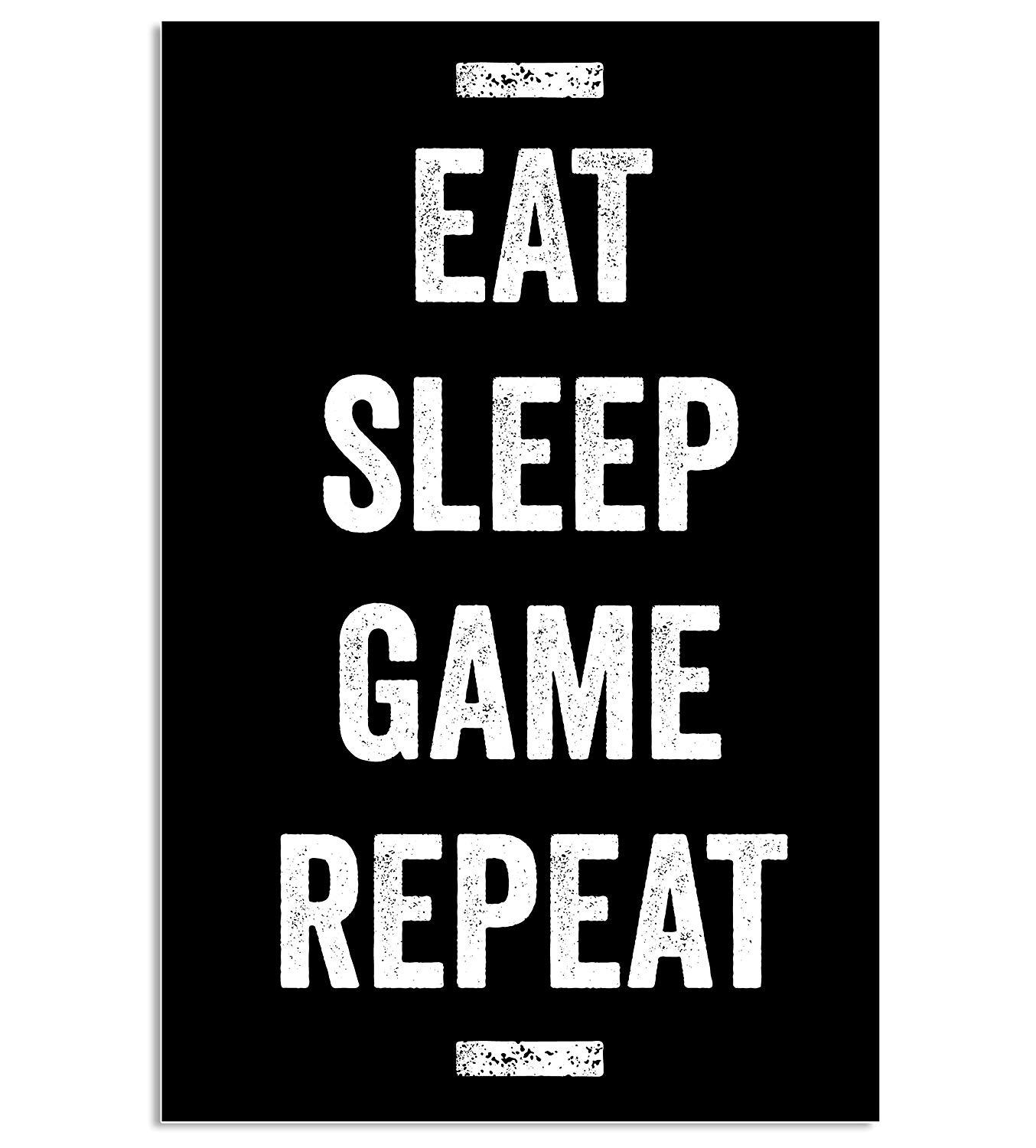 Damdekoli Eat Sleep Game Repeat Poster, Video Game Artwork