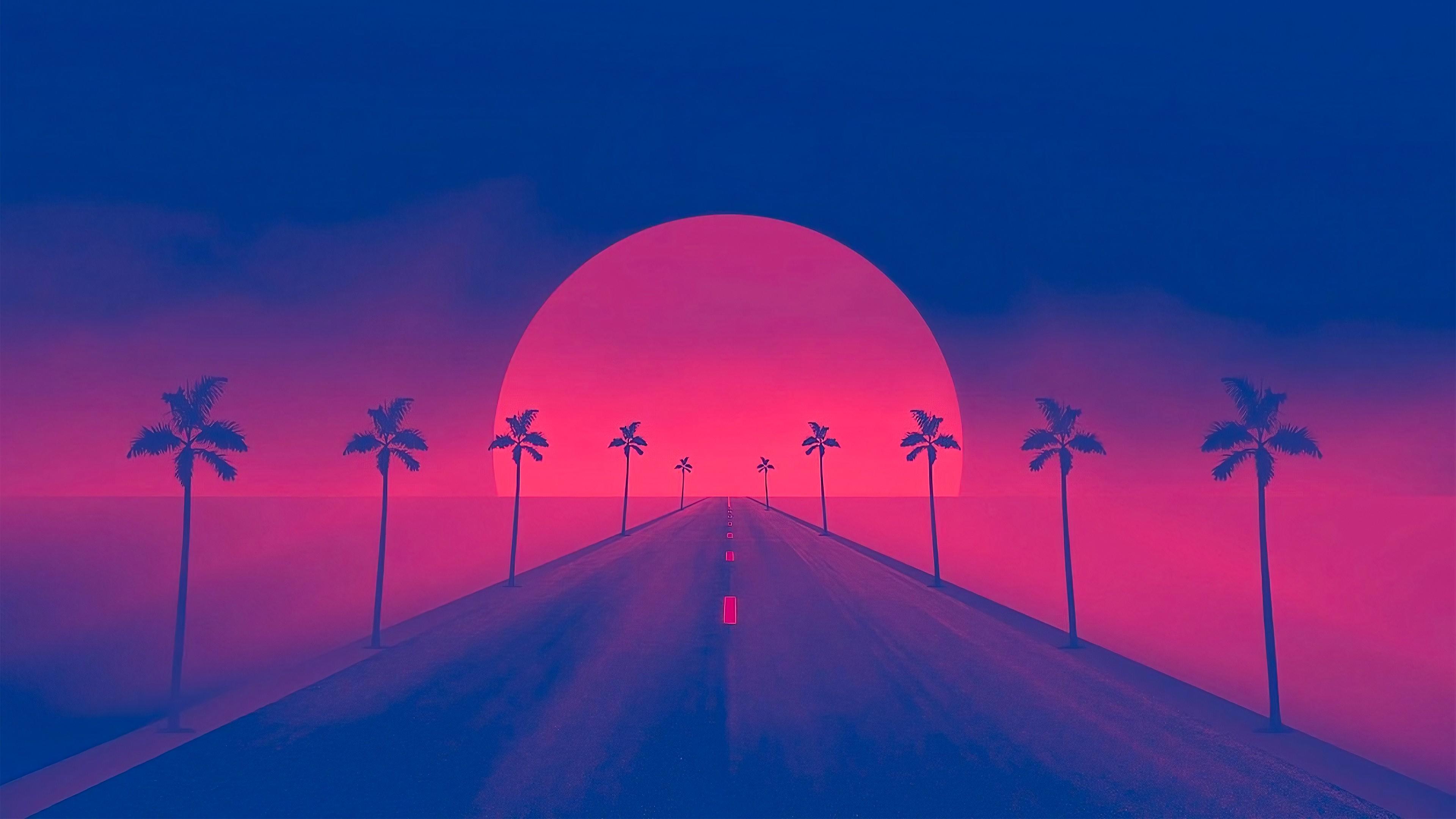 Retrowave Sunset 4K Wallpaper