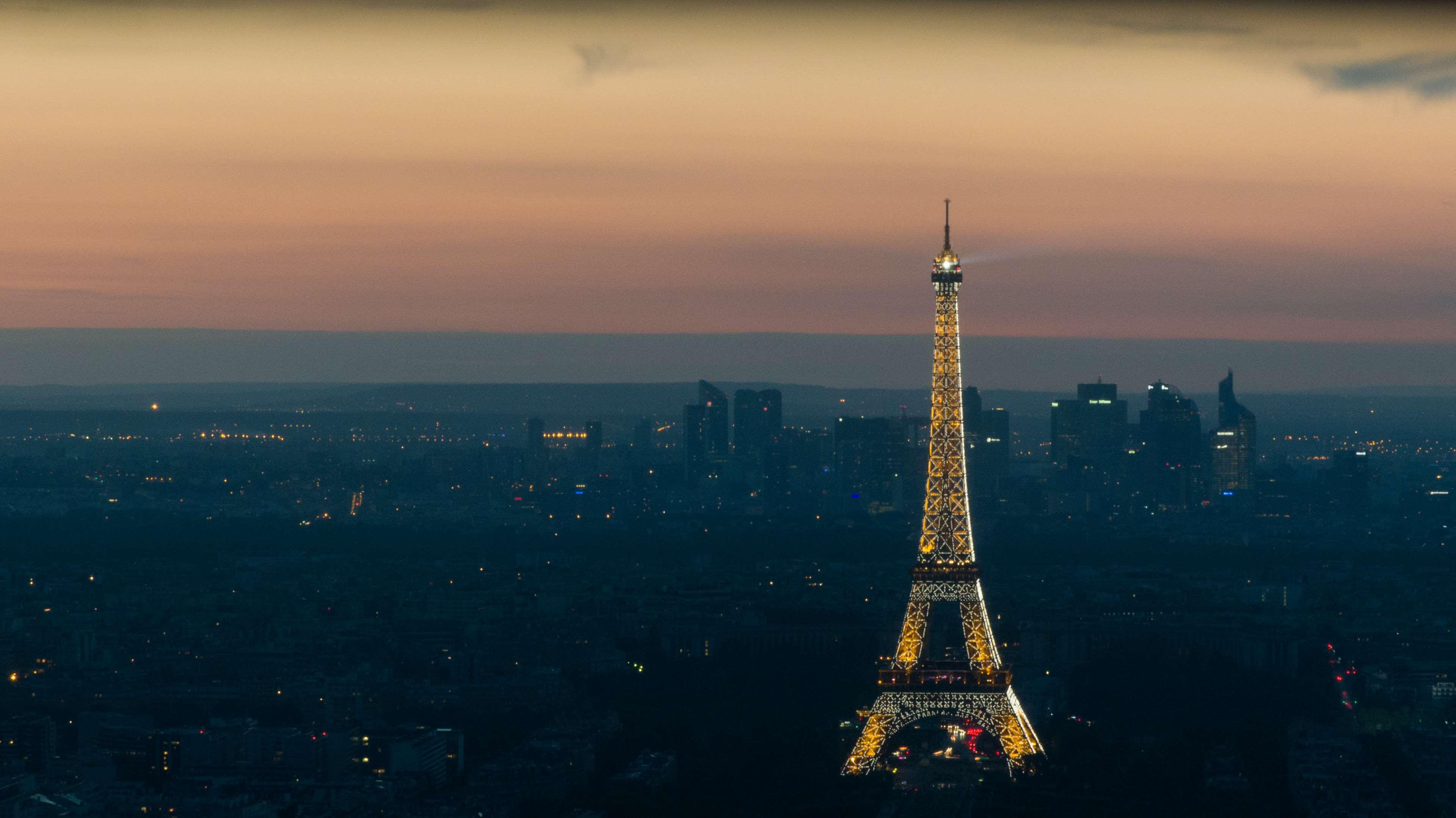 eiffel tower, evening, long exposure, night, paris
