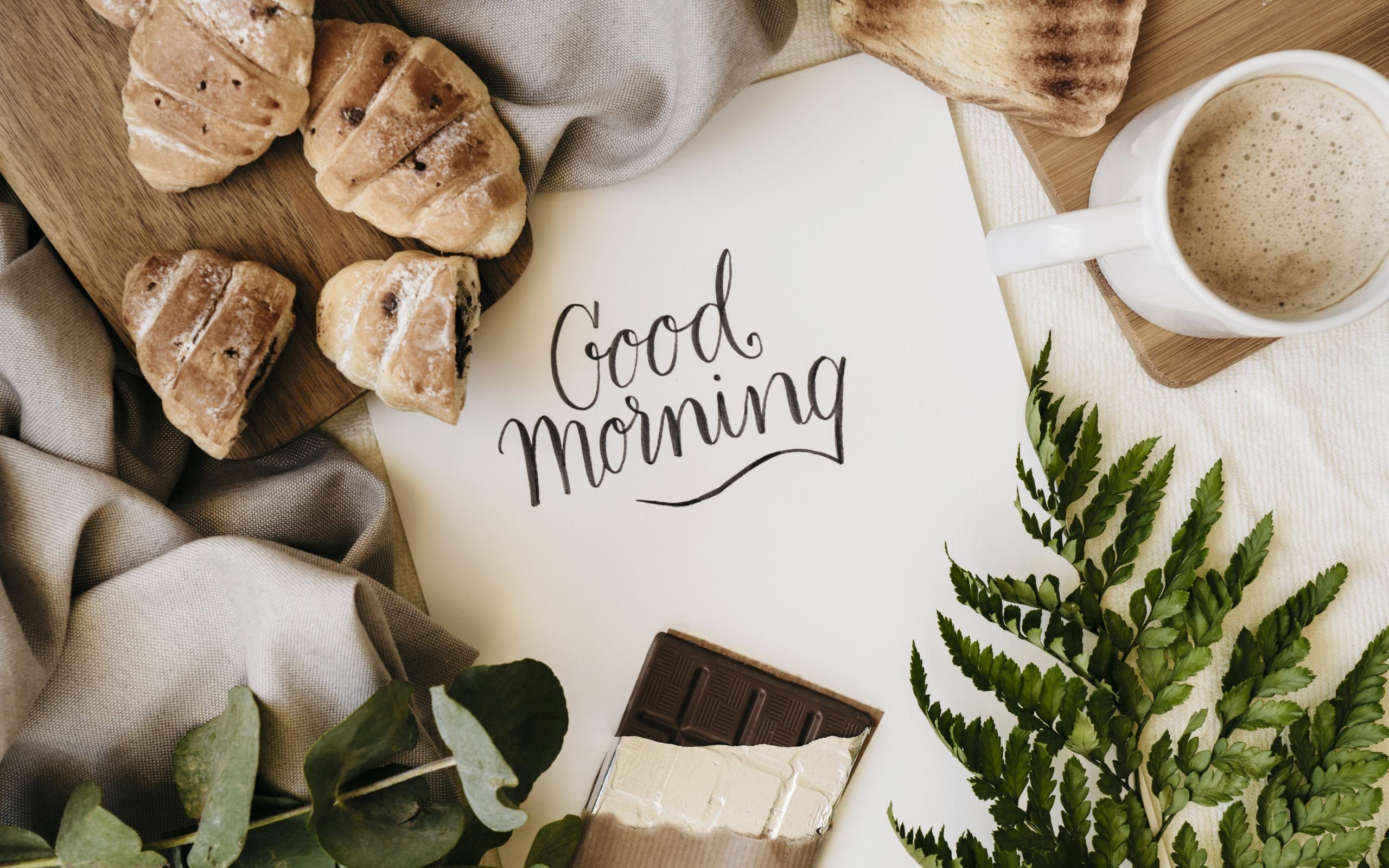 Download wallpaper Good morning, breakfast, coffee