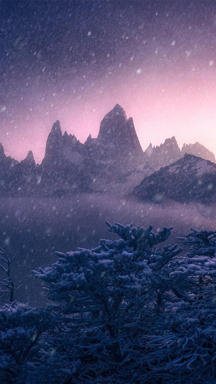Argentina, Patagonia, winter, snow, mountains, trees