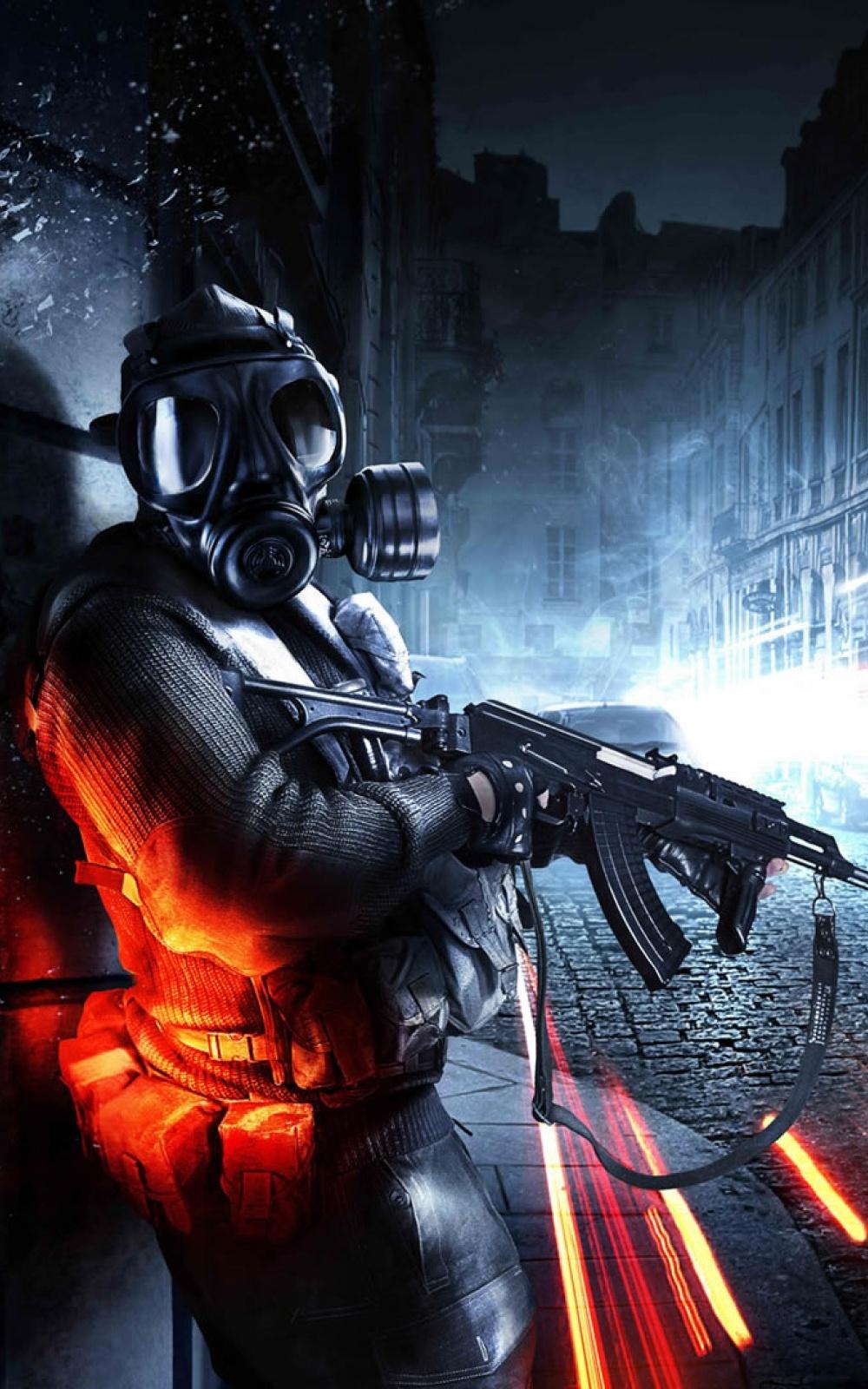 Battlefield Gas Mask City Android Wallpaper free download